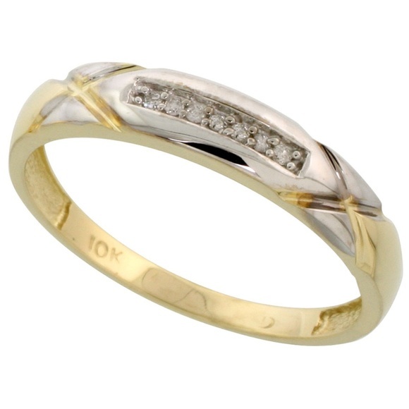 10k Yellow Gold Mens Diamond Wedding Band Ring